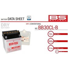 BS Battery 12V 30 Ah/31.6 Ah Motosiklet Aküsü 300 A (En) (165*130*192) (BB30CL-B)
