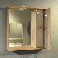 Akt Home Banyo Dolabı 65 cm MDF Aynalı LED Spotlu Üst Dolap Atlantik Çam