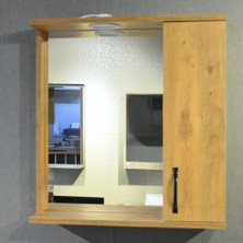 Akt Home Banyo Dolabı 65 cm MDF Aynalı LED Spotlu Üst Dolap Atlantik Çam