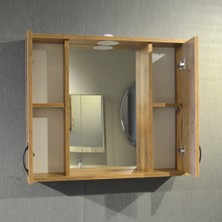 Akt Home Banyo Dolabı 80 cm Mdf Aynalı LED Spotlu Üst Dolap Atlantik Çam