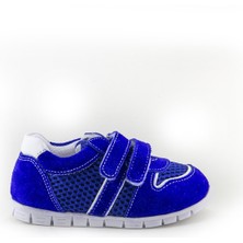 Minipicco Çocuk Saks Mavi Deri Anatomik Destekli İlk Adım Ayakkabı