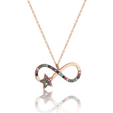 Zanaat Silver 925 Ayar Gümüş Sonsuzluk Yıldızı Kadın Kolye Rose-Mix Renk Tek Ebat Beden