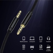 Aux To Aux 3.5mm 2 Metre Örgü Kablo Iphone Samsung Xiaomi Huawei Uyumlu Müzik Ses Aktarıcı Aksesuar
