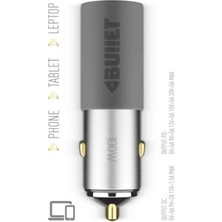 Hiqonic Bullet 100W Araç Çakmaklık Şarj Cihazı Type-C ve USB Çıkışlı Profesyonel Turbo Hızlı Şarj