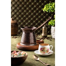 Antik Bakır Desenli Döküm Cezve (Bakır) No:5 4 Kişilik