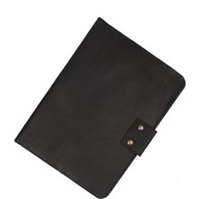 M2 13-14 Inç Macbook Pro-Air Hakiki Deri Organizer Evrak Çantası Tablet Kılıfı Nature Siyah