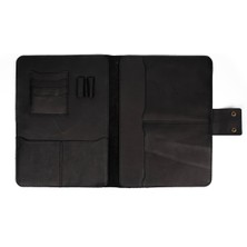M2 13-14 Inç Macbook Pro-Air Hakiki Deri Organizer Evrak Çantası Tablet Kılıfı Nature Siyah