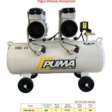 Puma 100 Litre Yağsız Ses Desibeli Düşük Kompresör (3 Hp)