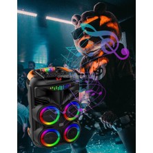 WGY-8888 4x8 Inç Taşınabilir Bluetooth Hoparlör – Ekstra Bas, Dahili Amfi, Mikrofonlu ve Rgb Işıklı