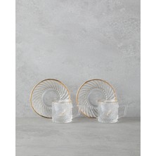 English Home Goldie Cam 4 Parça 2 Kişilik Kahve Fincan Takımı 70 ml Gold