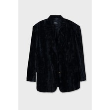 Çiçek Desenli Kadife Blazer Ceket