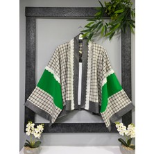 Divitin Özel Tasarım Dantel Detaylı Ekoseli Bohem Kimono