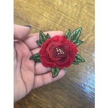 Gönülden Tasarım Kırmızı Kabartma Nakış Işleme Dikiş Aplike Arma 10X9 cm