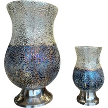 Mozaik Silver-Dark Blue Seramik Vazo Seti