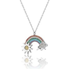 Zanaat Silver Güneş Bulut Gökkuşağı 925 Ayar Gümüş Kolye Gümüş Renk Tek Ebat Beden