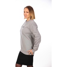 Pamuklu Gri Oversize "let The Show Begin" Baskılı Sweatshirt