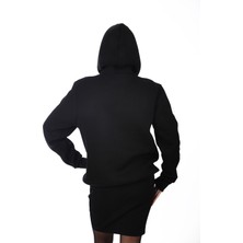 Unisex Siyah Kapüşonlu Kanguru Cepli Soğuğa Dayanıklı Spor Sweatshirt
