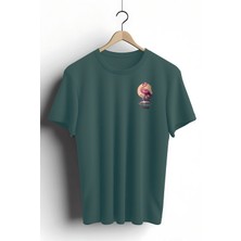 Zestia Unisex T-Shirt, Animals, Retro Kuğu Tasarım Baskılı,oversize, Yeşil T-Shirt No: 00535