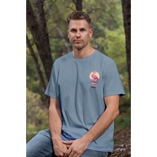 Zestia Unisex T-Shirt, Animals, Retro Kuğu Tasarım Baskılı,oversize, Açıkmavi T-Shirt No: 00535