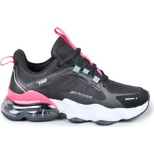 Jump 30906 Kadın Aırtube Taban Sneaker Ayakkabı Siyah - Fuşya