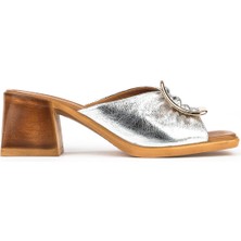 Ziya Kadın  Deri Topuklu Terlik 151992Z19008 Gümüş