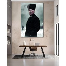 Atatürk Karlı Havada Cam Tablo