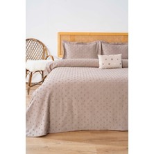 Riva İstanbul Talya Vizon Punch İşlemeli Çift Kişilik Yatak Örtüsü Takımı 4 Parça Uyku & Çeyiz Seti