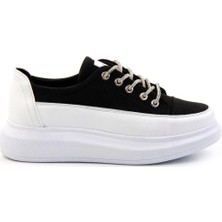 Siyah Kot Kumaş  Kadın Sneaker K01179222237
