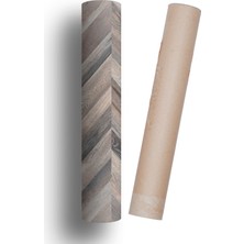 Yer Kaplama Folyosu Kendinden Yapışkanlı Laminasyonlu Balıksırtı Ahşap Parke Desen 60 cm  x 100 cm