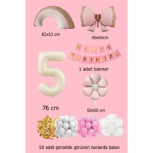 Lüks Doğum Günü Seti Pembe Fiyonklu Retro Konsept Balon Kutlama Eğlence