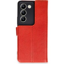  Vivo V30 Lite 4g Kılıf Cüzdanlı Kapaklı Kılıf - Kırmızı