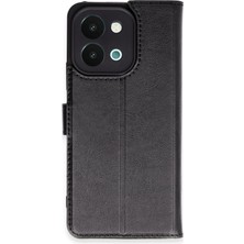  Vivo Y28 Kılıf Cüzdanlı Kapaklı Kılıf - Siyah