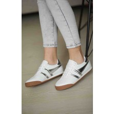 En Cici Moda ER1202 Beyaz Vegan Deri Sneaker Ayakkabı