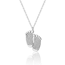 Zanaat Silver 925 Ayar Gümüş Ayak Izi Kolye Gümüş Bebek Ayağı Kolye Gümüş Renk Tek Ebat Beden
