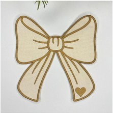 Decofav Kurdele Şeklinde Nakışlı Kumaş Kokteyl Peçetesi 1 Adet Ekru Gold