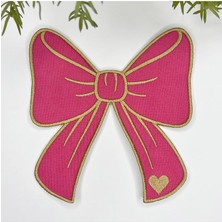 Decofav Kurdele Şeklinde Nakışlı Kumaş Kokteyl Peçetesi 1 Adet Fuşya Pembe Gold