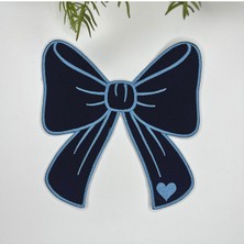 Decofav Kurdele Şeklinde Nakışlı Kumaş Kokteyl Peçetesi 1 Adet Lacivert Mavi