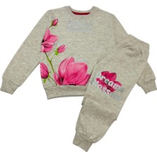 Kız Çocuk Iki Iplik Şardonlu Lale Desen Eşofman Takımı