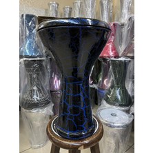 Vatan Alüminyum Döküm Mavi-Siyah Çatlak Desenli Darbuka/çömlek Kod 5627