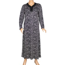 Hermevsim Hesna Kadın Demet Kuplu Boydan Geometrik Kareler Siyah Elbise