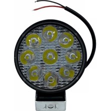 12V-24V OFF-ROAD MOTOSİKLET LAMBA YUVARLAK BEYAZ (9 X 3W POWER LEDLİ) (82*82 MM)