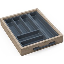 Mutfak Çekmece Içi Düzenleyici, Kaşıklık 39CM x 48CM Yanlar ve Boydan 4cm Kesilebilir, Antrasit