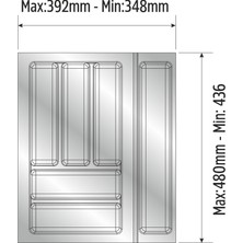 Mutfak Çekmece Içi Düzenleyici, Kaşıklık 39CM x 48CM Yanlar ve Boydan 4cm Kesilebilir, Antrasit