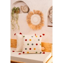 FELLUCİTEXTİLE Punch Nakışlı Kırlent Puantiye 43 x 43 2 Adet