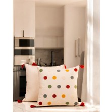 FELLUCİTEXTİLE Punch Nakışlı Kırlent Puantiye 43 x 43 2 Adet