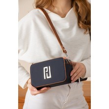 Just Polo Kadın Lacivert Taba Çapraz Askılı 2 Bölmeli Kutu Mini Omuz ve El Çantası PBU5024