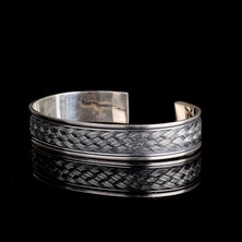 Takı925 925 Ayar Gümüş Erkek Kelepçe Bileklik Hasır Modeli