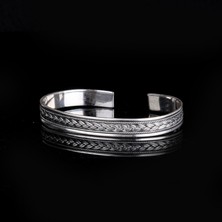 Takı925 925 Ayar Gümüş Motifli Erkek Kelepçe Bileklik Modeli