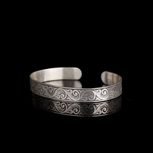 Takı925 925 Ayar Gümüş Desen Motifli Erkek Kelepçe Bileklik Modeli