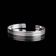 Takı925 925 Ayar Gümüş Motifli Erkek Kelepçe Bileklik Modeli